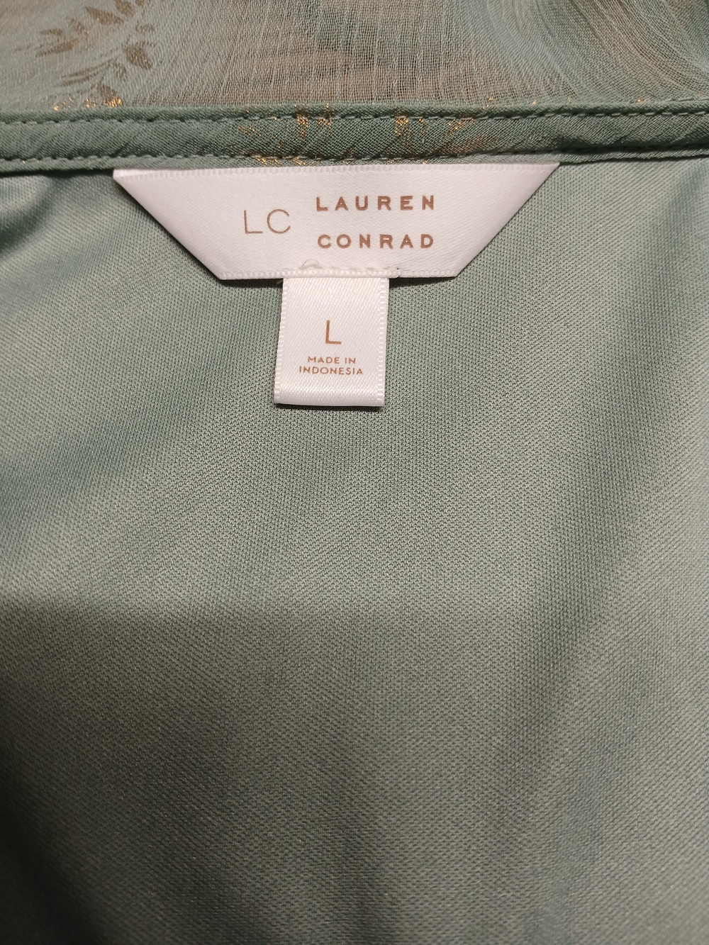 LC Lauren Conrad Sage Green Ruffle Wrap Midi Dress with Gold Accents - Picture 10 of 10